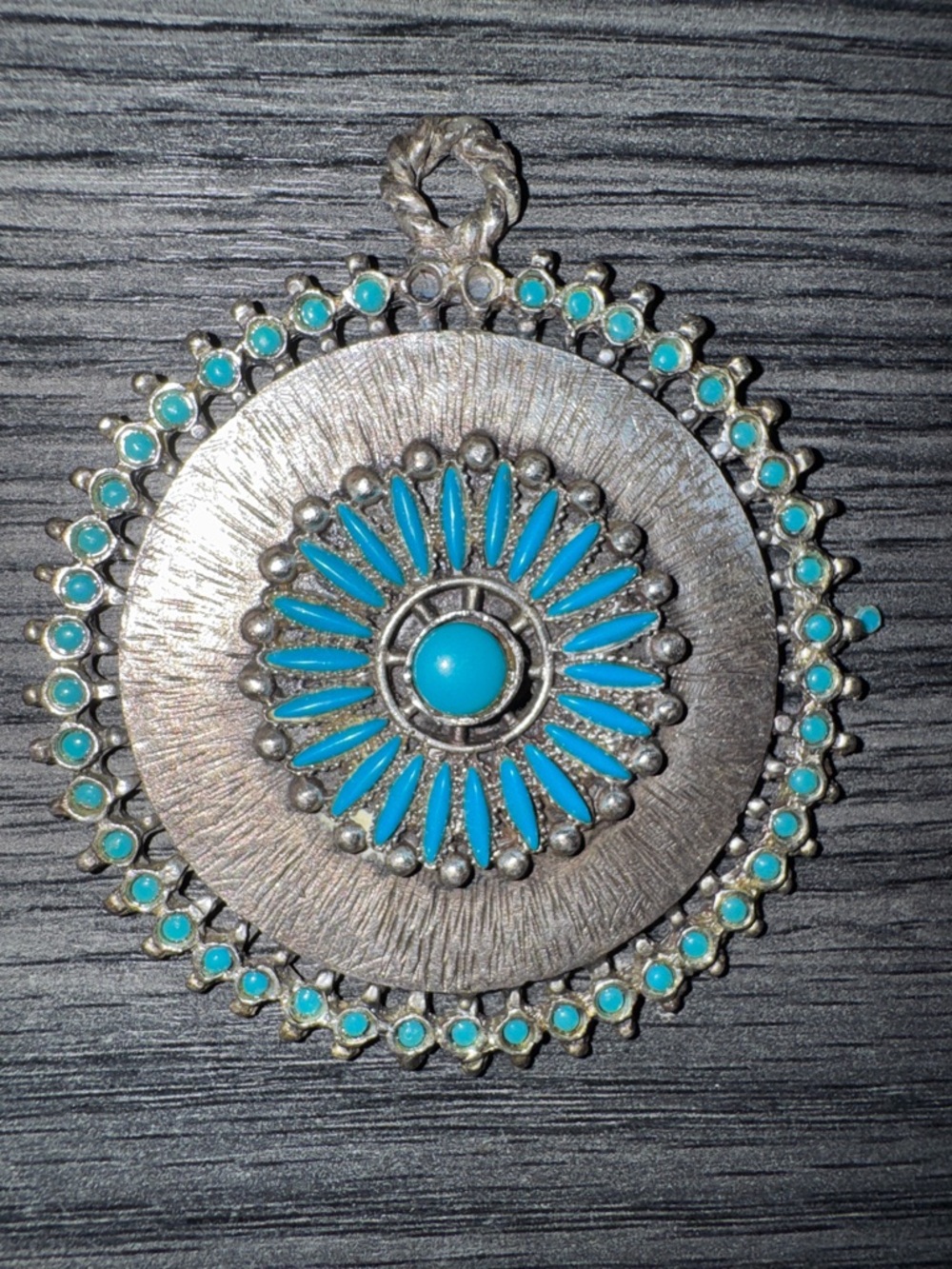 Turquoise Sunburst Pendant Necklace | vintage